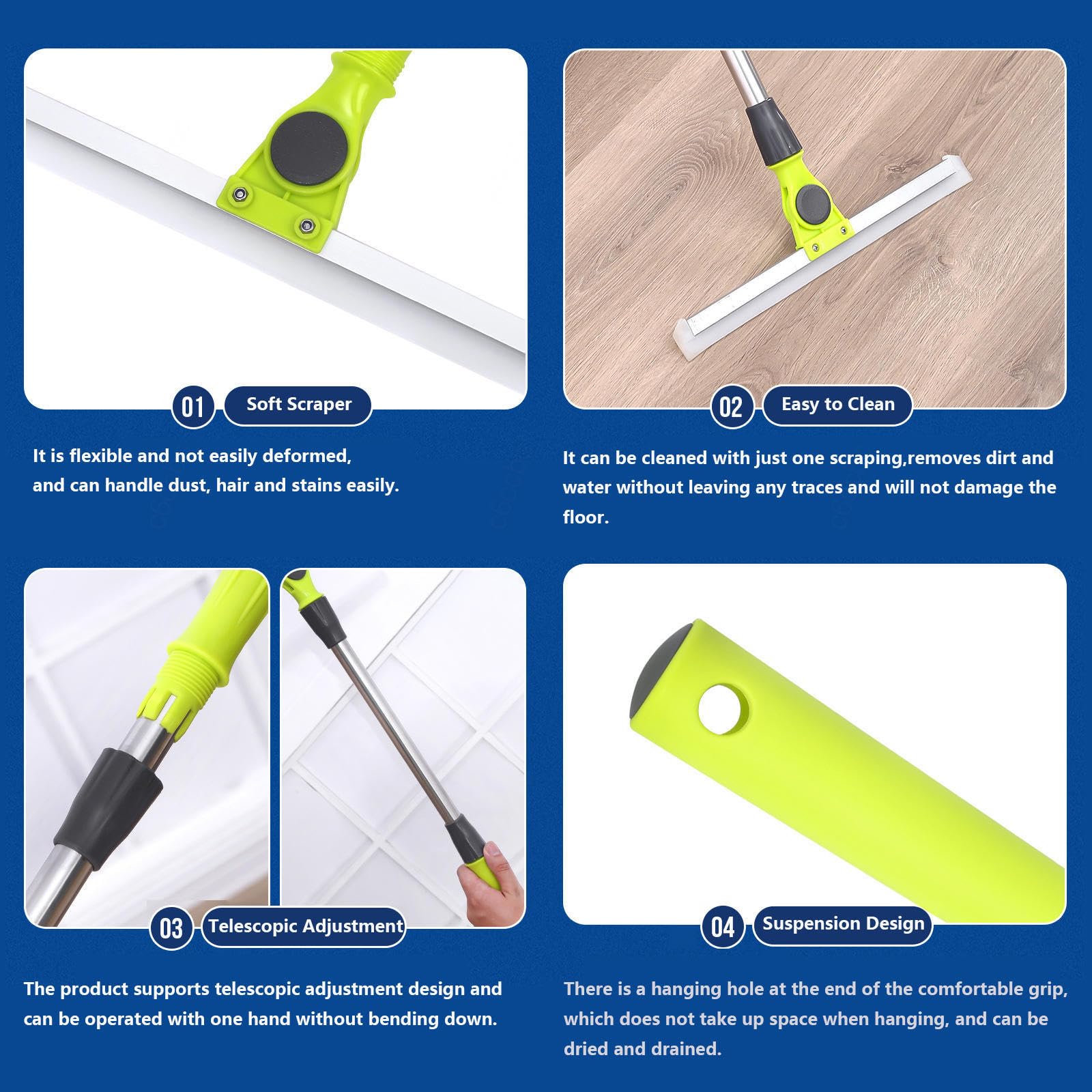 Air Broom as Seen on TV, con Mango De 130 Cm De Largo Escoba De Silicona para Limpiar Suelos, Escoba De Silicona para Piso De Concreto,Azulejo De Baño,Small:35×130cm