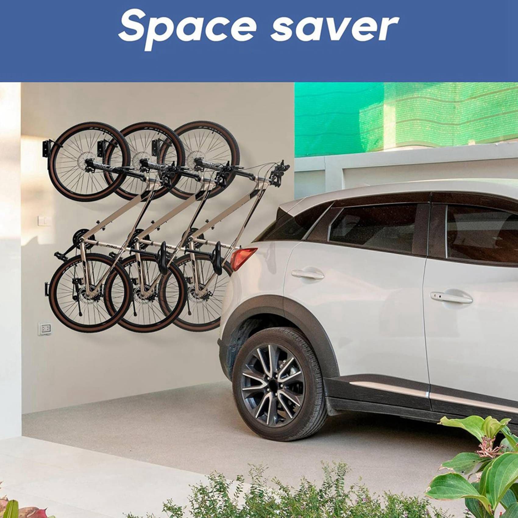 Lot de 3 supports muraux pivotants pour vélo - Pour garage - Porte-vélos vertical