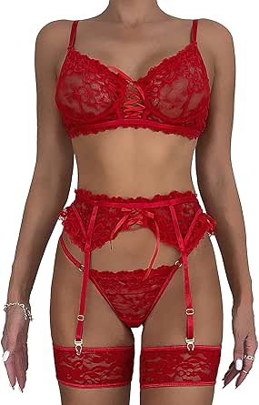 MiDiLi Liguero Para Mujer, Cintura Alta, Tanga De Lencería Con Tirantes, Talla Grande, Medias Altas Al Muslo (color : Rojo, Tamaño: XL-2XL