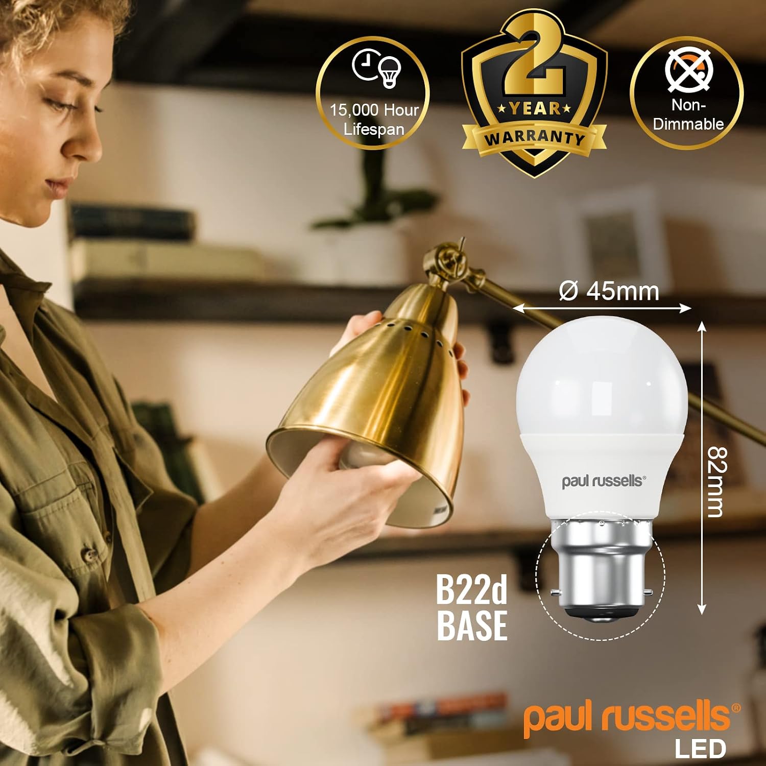 paul russells LED Light Bayonet Cap B22, 60w Equivalent, 6.5W 806 Lumens LED Bulbs, 4000K Natural Cool White - Image 4