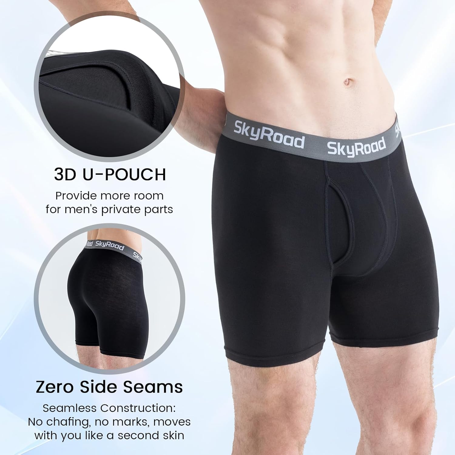SkyRoad Men's Ultra-Comfort Boxer Briefs 7-Pack, Moisture-Wicking, Breathable & No Ride Up with Fly - Image 4