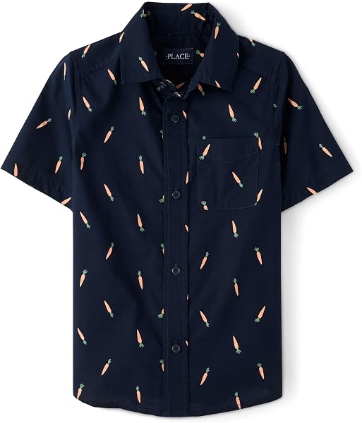 The Children's Place,Short Sleeve Button Down Shirt,Mellow Aqua,Medium (7/8) - 4