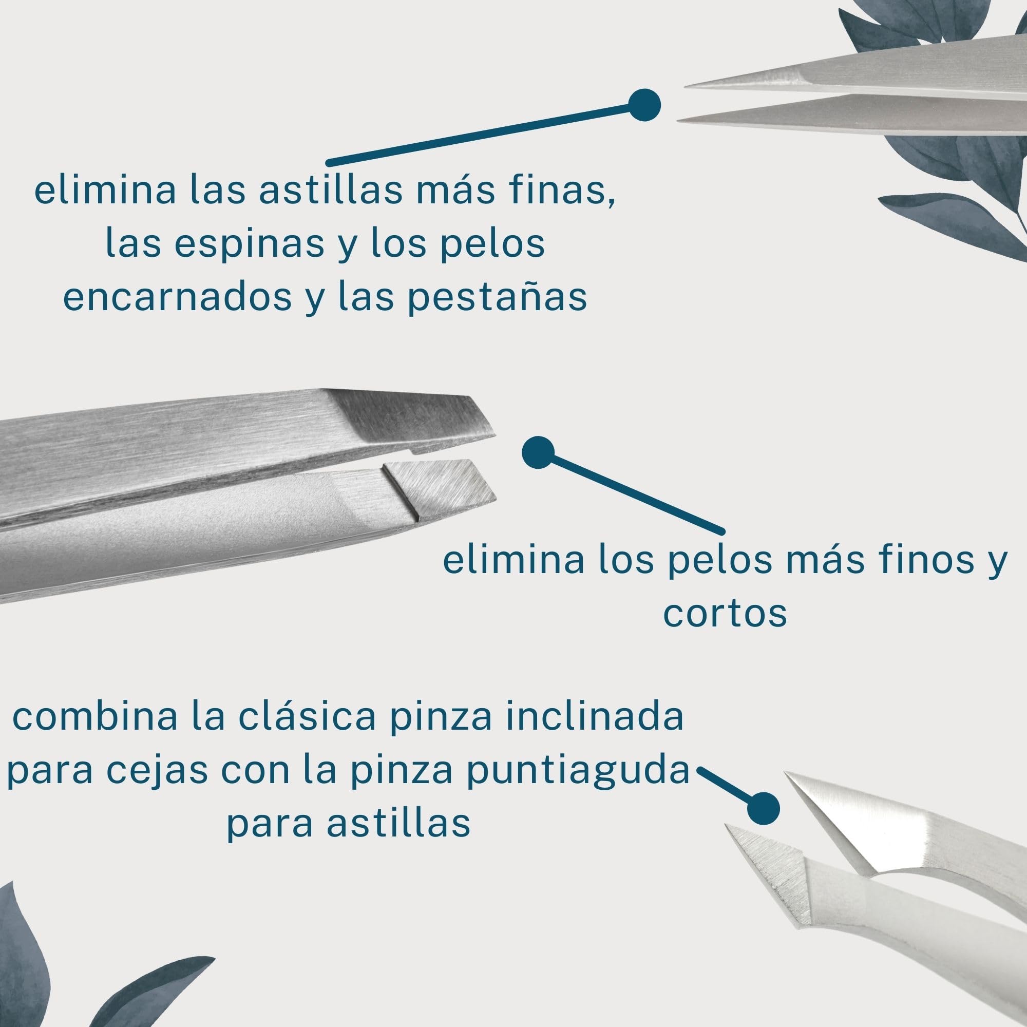 REMOS Pinzas juego de 3 piezas con pinzas para cejas, astillas & pinzas combinadas en satén