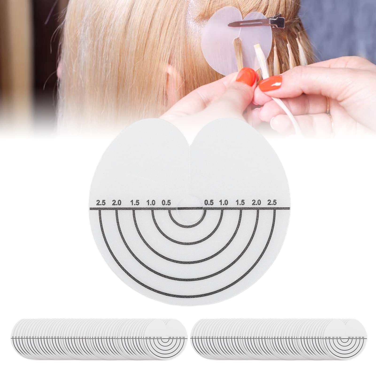 100 Protectores de Protección Térmica para el Cabello con Escala Y Diseño de un Solo Orificio para Extensiones de Cabello, Plantillas Protectoras de Pegamento de Fusión Transparente de PVC, Herramient