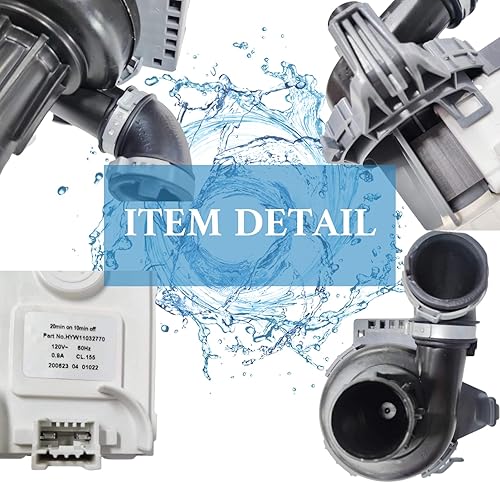 Miniatura 5 de W10529163 W11032770 Bomba de circulación para lavavajillas Motor Bomba de drenaje para lavavajillas compatible con W10885542 WDF760SADM, AP6039091,