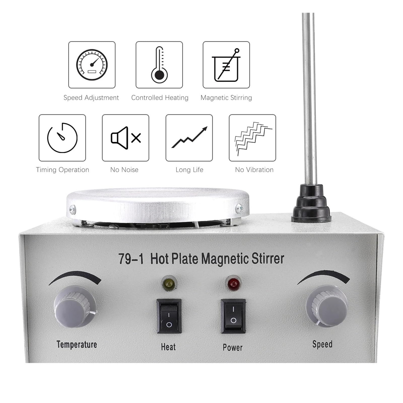 Mezclador De Control Dual Calefacción Laboratorio, Agitador Magnético Placa Caliente 250W Y 1000ml, Protección Fusibles Vibración Sin Ruido Remueve Bien