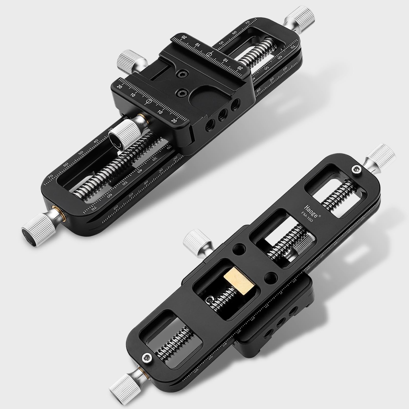 Haoge FM-160 Focus Stacking Makro Rail for Macro photography, Precision Focus Slider Close-up Shooting Clamp Plate Fine-tuning Screw rod Wormdrive