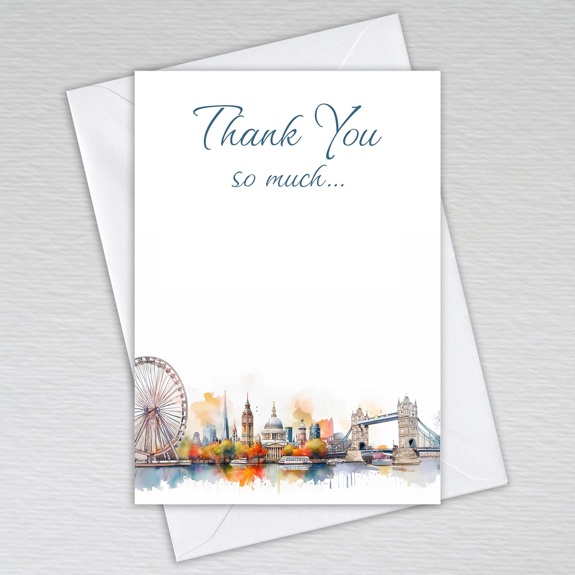 Thank You Card Pack with Envelopes/Thankyou Note Cards A6 Non-folded Thank You so much Postcards/Business Thank You Cards: City of London Skyline Thank You Cards (Pack of 50 with Envelopes) — image 1