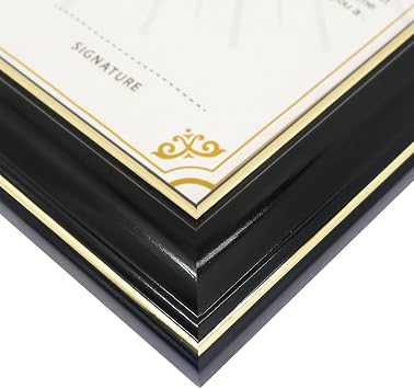 GraduationMall A4 Certificate Frame Diploma Frame Document Picture Holder Solid Wood Real Glass for Wall Tabletop Display Black