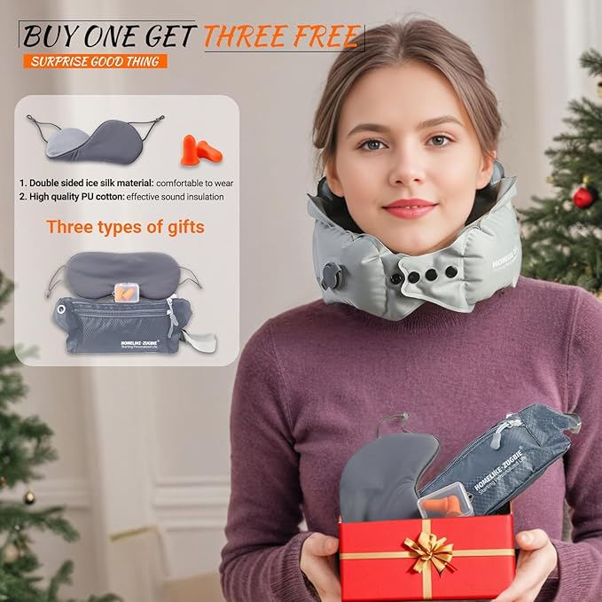 Set 4 Almohadas Inflables Viaje con Antifaz y Tapones miniatura 4