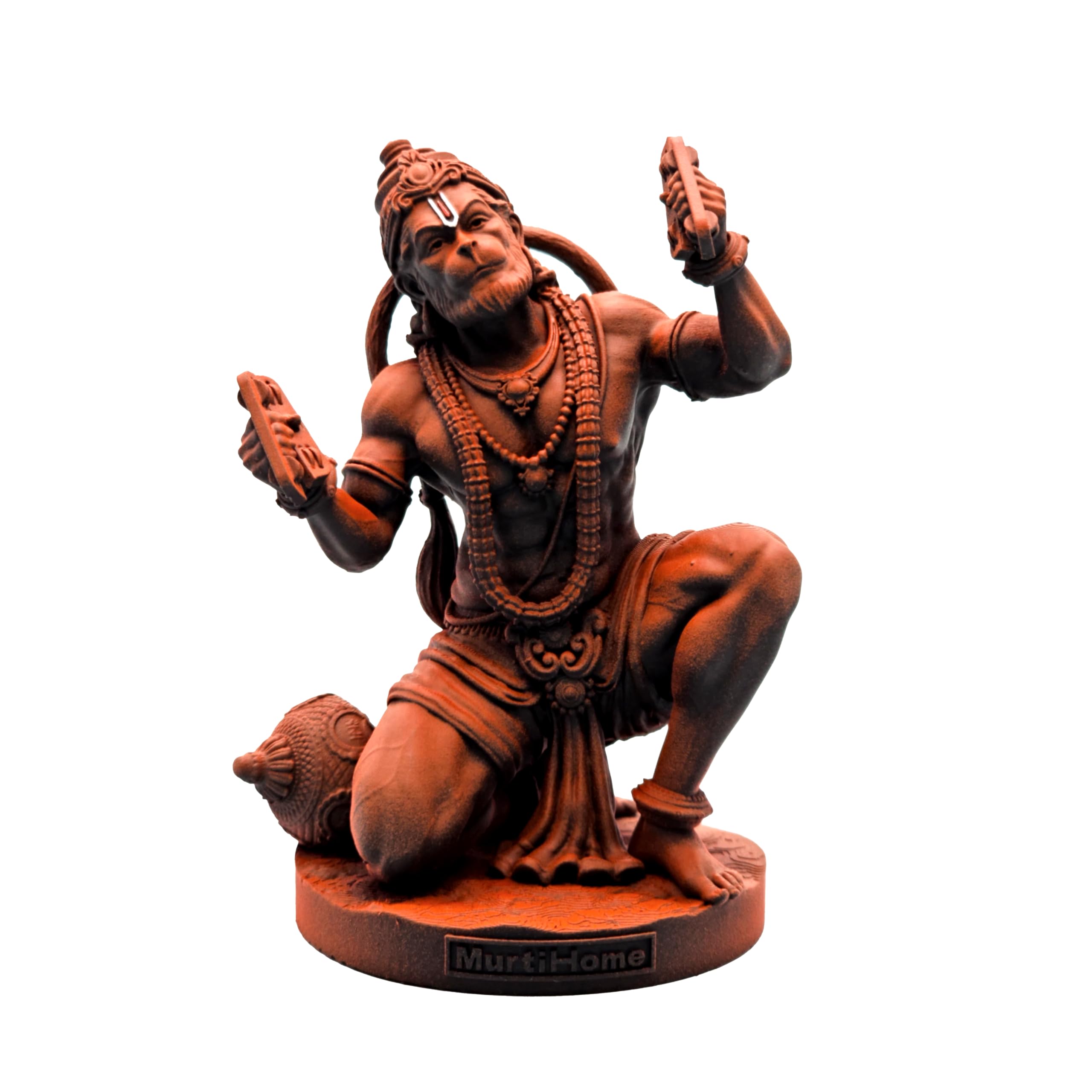 MurtiHome Shri Ram Rasik Hanuman Idol, UV Resin, Orange Black, 8 cm Tall