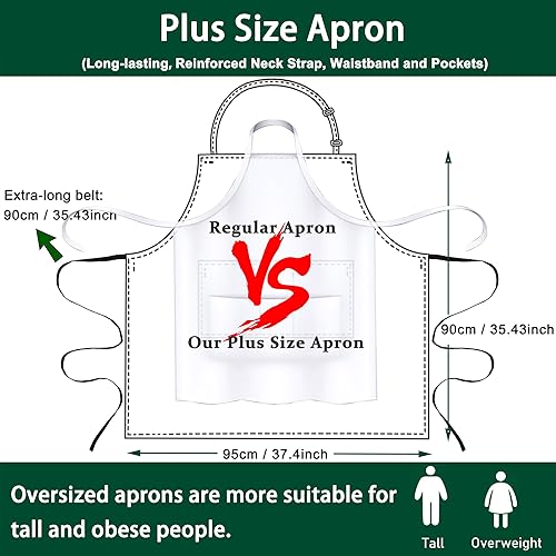 Miniatura 2 de 2 Pack Plus Size Chef Apron, Large Adjustable Aprons with Pockets for Men Women Waiter Waitress, Black White (XXXL)