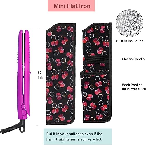 Miniatura 4 de Mini plancha plana de viaje, 2/3 pulgadas, turmalina de cerámica, alisador de pelo de doble voltaje, calor instantáneo hasta 430, con estuche de