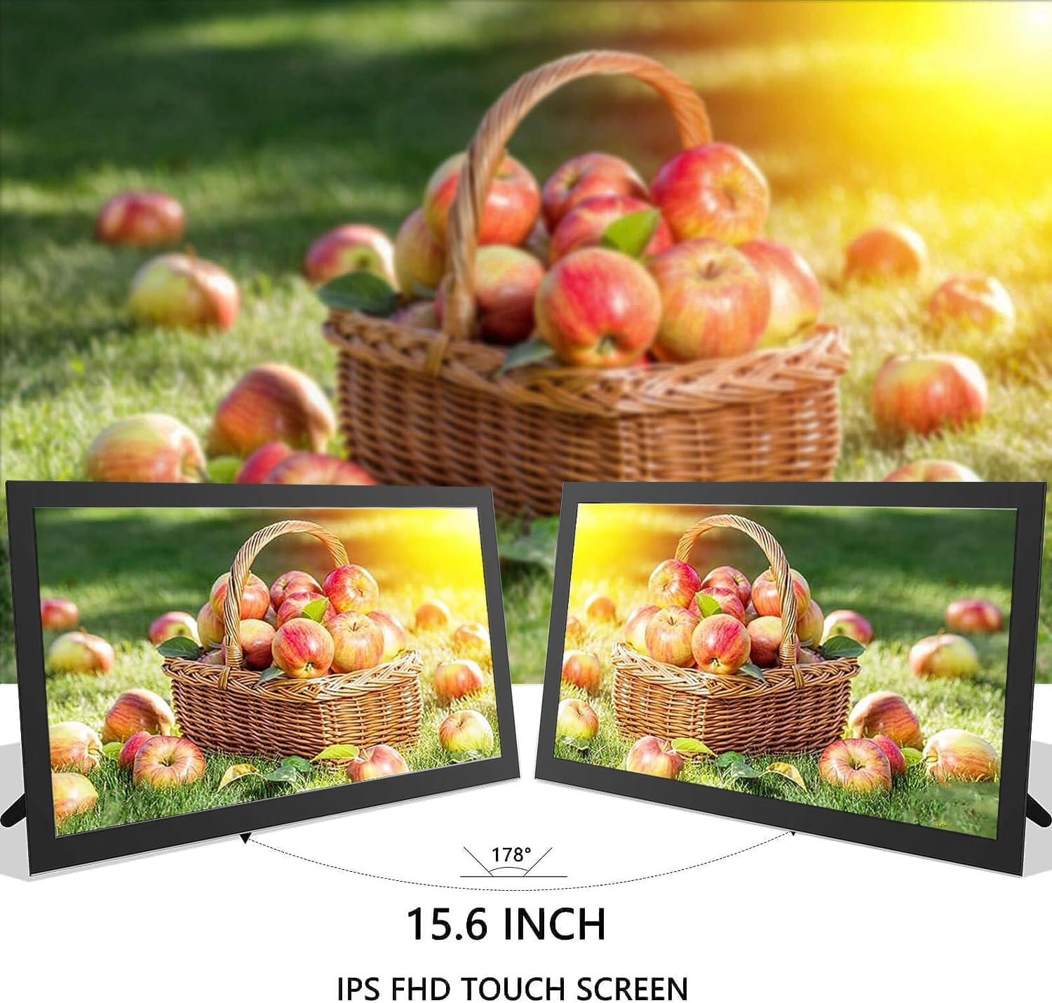 Cornice Digitale WiFi da 15,6 pollici, Full HD Touch Screen Smart Digital Photo Frame con 32 GB di Memoria, Rotazione Automatica,Facile Installazione per Condividere Foto e Video Tramite Frameo