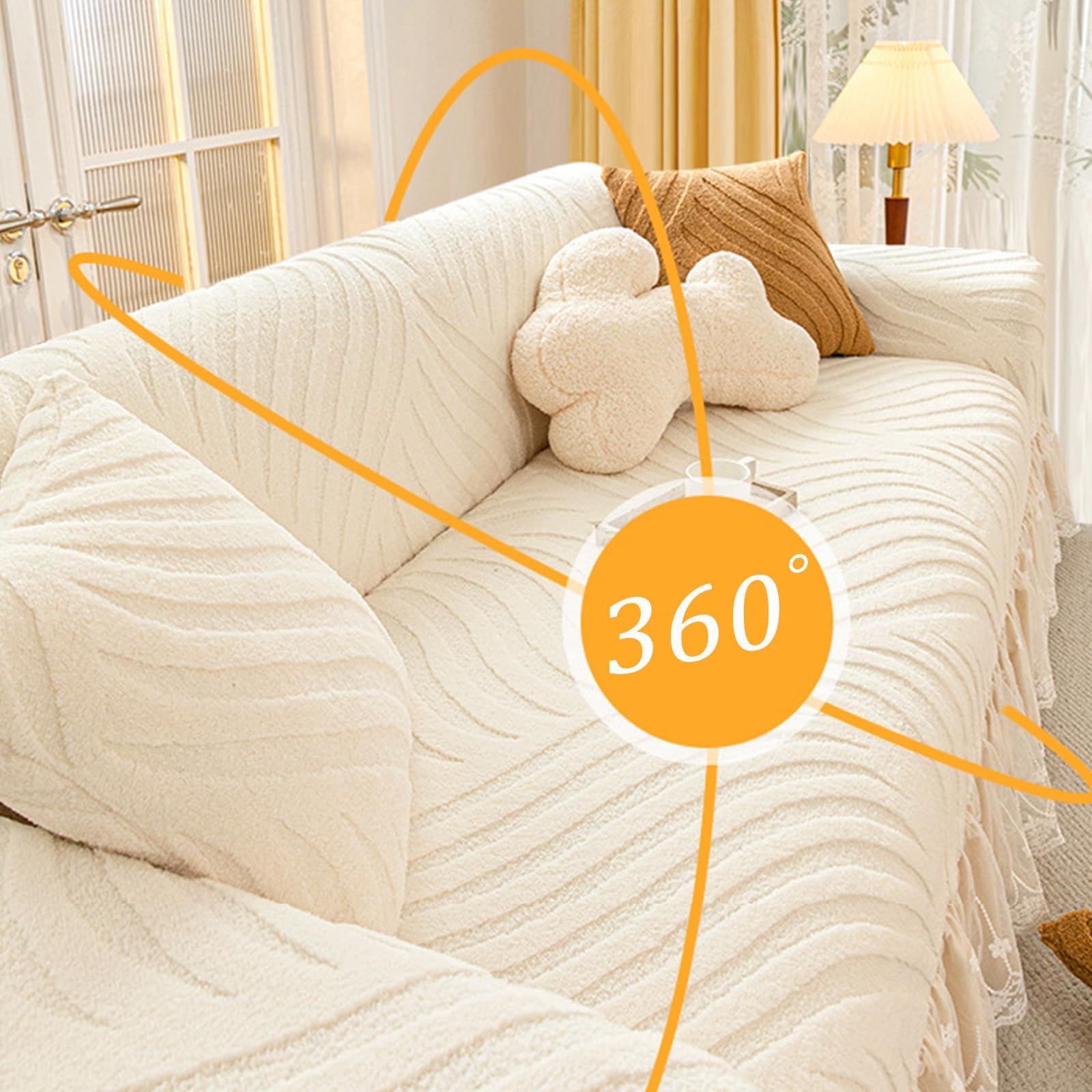 Copridivano Morbido, Resistente, Altamente Elastico, Antiscivolo, Estensibile, con 1 Federa, Lavabile, con Gonna, per divani da 1, 2, 3, 4 e 5 posti, Grigio, 3 posti - 190-230 cm