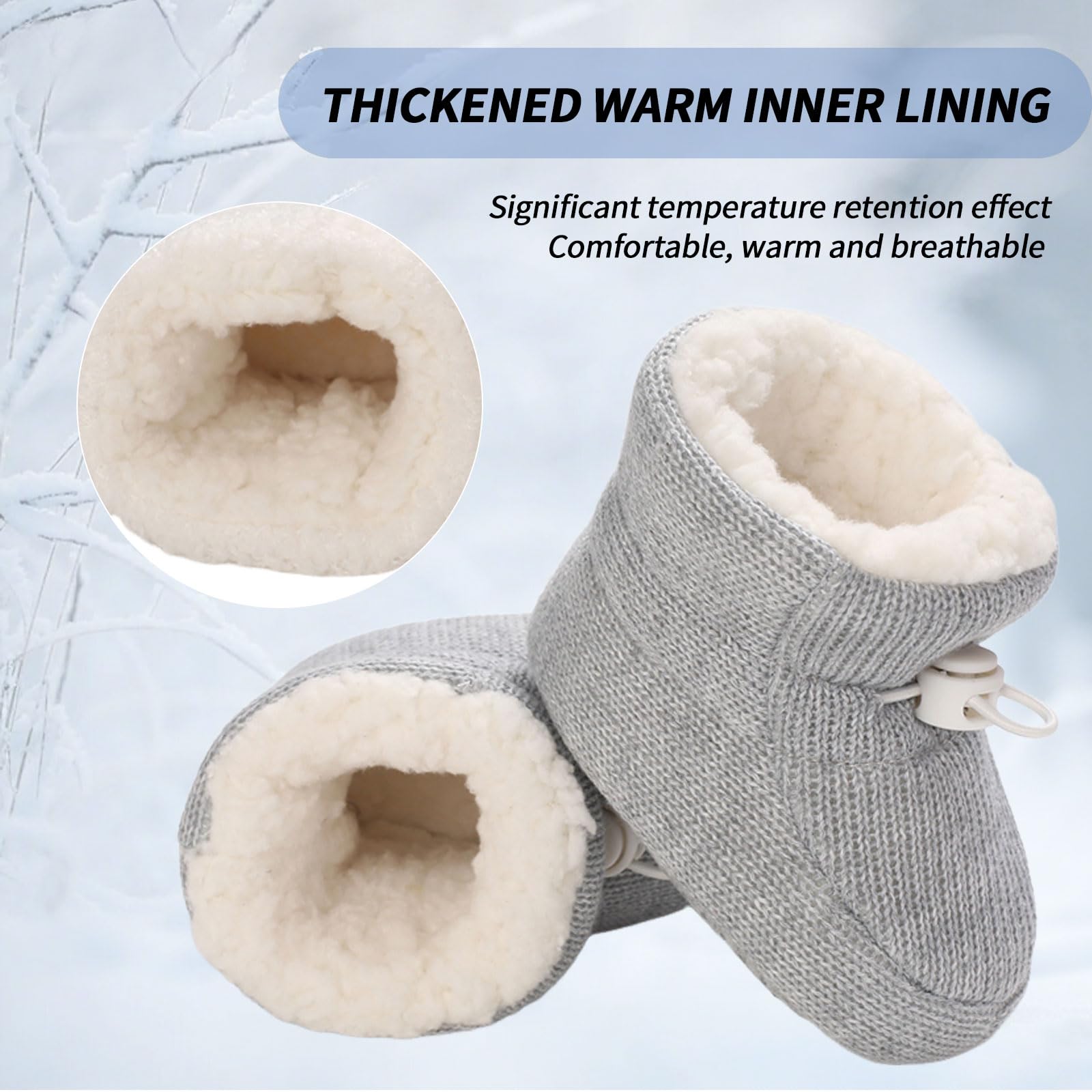 Stivaletti Neonata Neonato Pantofole Antiscivolo Termiche Fodera in Pile Babbucce Scarpe Invernali Morbido Cotone Scarpine Primi Passi Stivali da Neve Calzini Caldi 0-18 Mesi