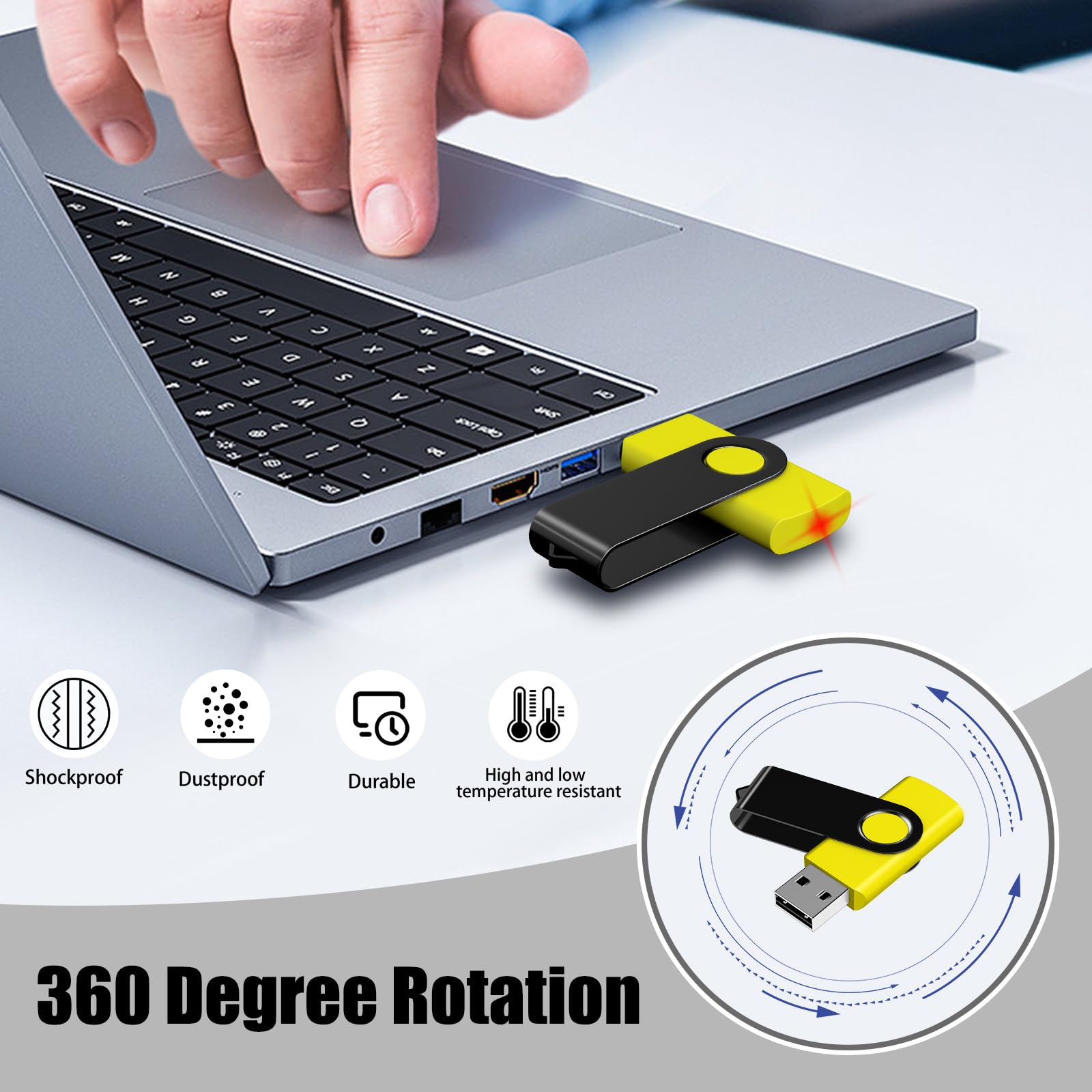 EASTBULL Chiavetta USB da 4 GB, confezione da 20 pezzi, con cordini, chiavetta USB 2.0, memoria di massa, 4 GB, confezione da 20