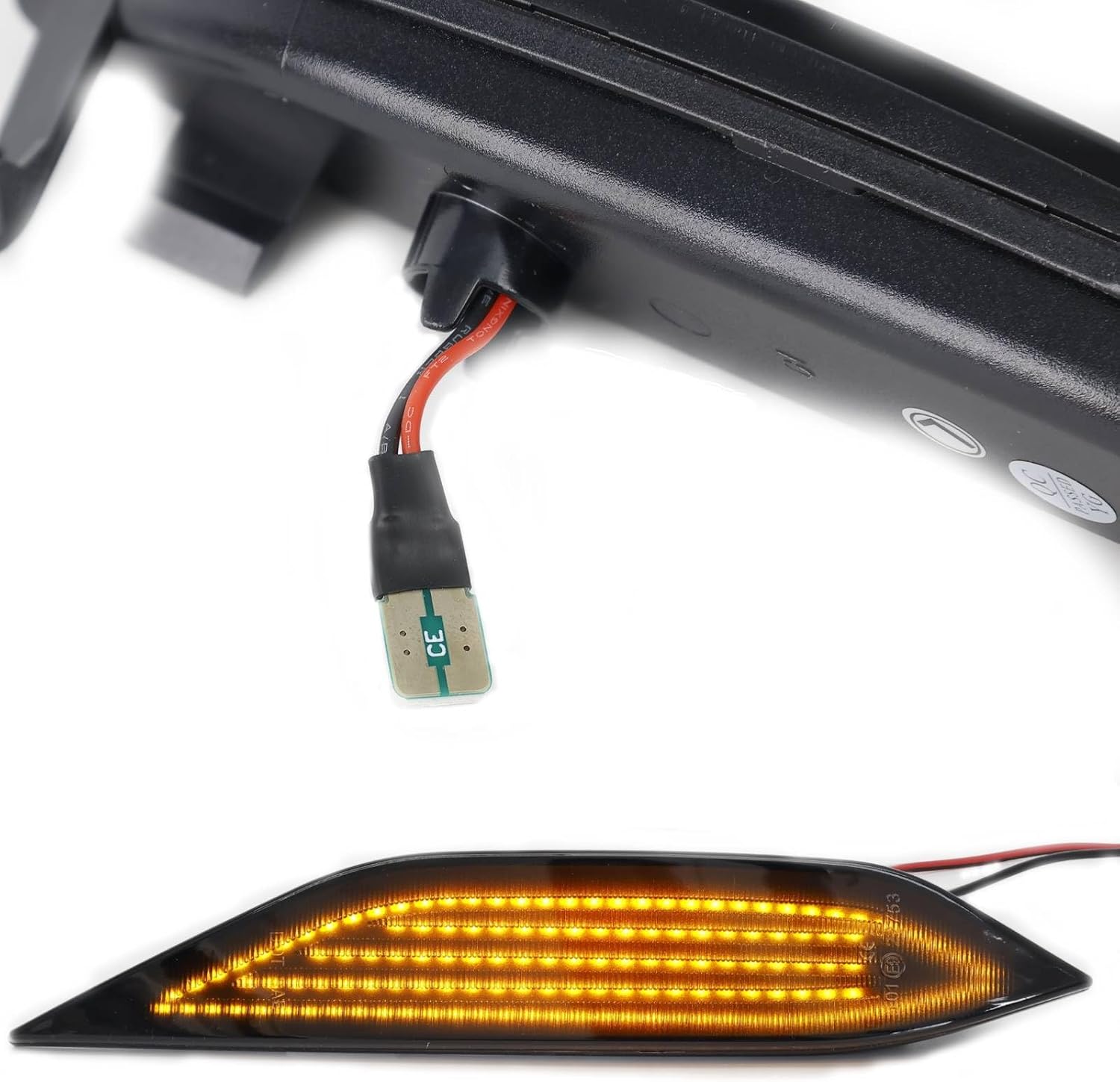 Amber Side Marker Light, 958-631-101-00, 958-631-102-00, Compatible with Porsche Cayenne 958 92A 2011-2014, Smoked Cover Pulsating Amber Side Marker Light, Smoke Lens Dynamic Light