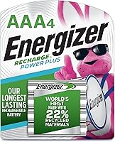 Energizer Power Plus Rechargeable AAA Batteries 4-Pack, 800mAh NiMH Triple A - Leak-Proof, Eco-Friendly, Long-Lasting Power
