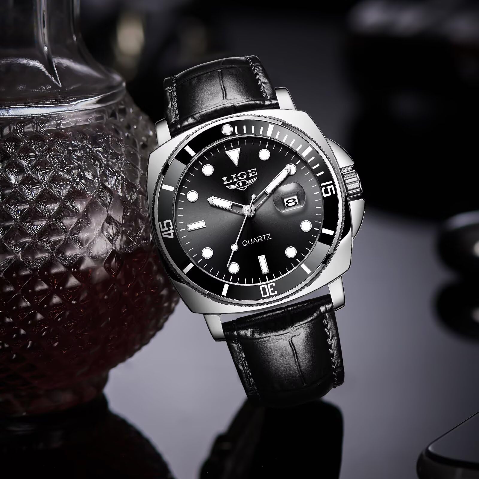 Quartz Watches for Men,Stainless Steel Waterproof Analog Watch,Luxury Big Face Durable Alloy Strap Mens Watches,Date Luminous Business Dress Watch for Men