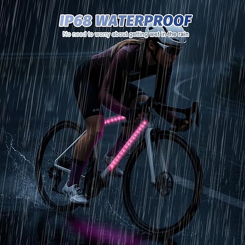 Miniatura 5 de Luces de bicicleta para montar por la noche, luz LED para marco de bicicleta para montar por la noche, tira de luz impermeable con caja de batería,