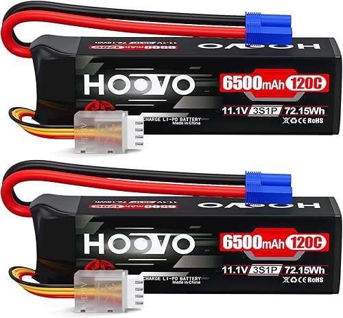 HOOVO Batería Lipo 3S, batería de 11.1 V 6500 mAh 120C RC, funda blanda con enchufe EC5 para auto a control remoto, camión, buggy, rastreador,