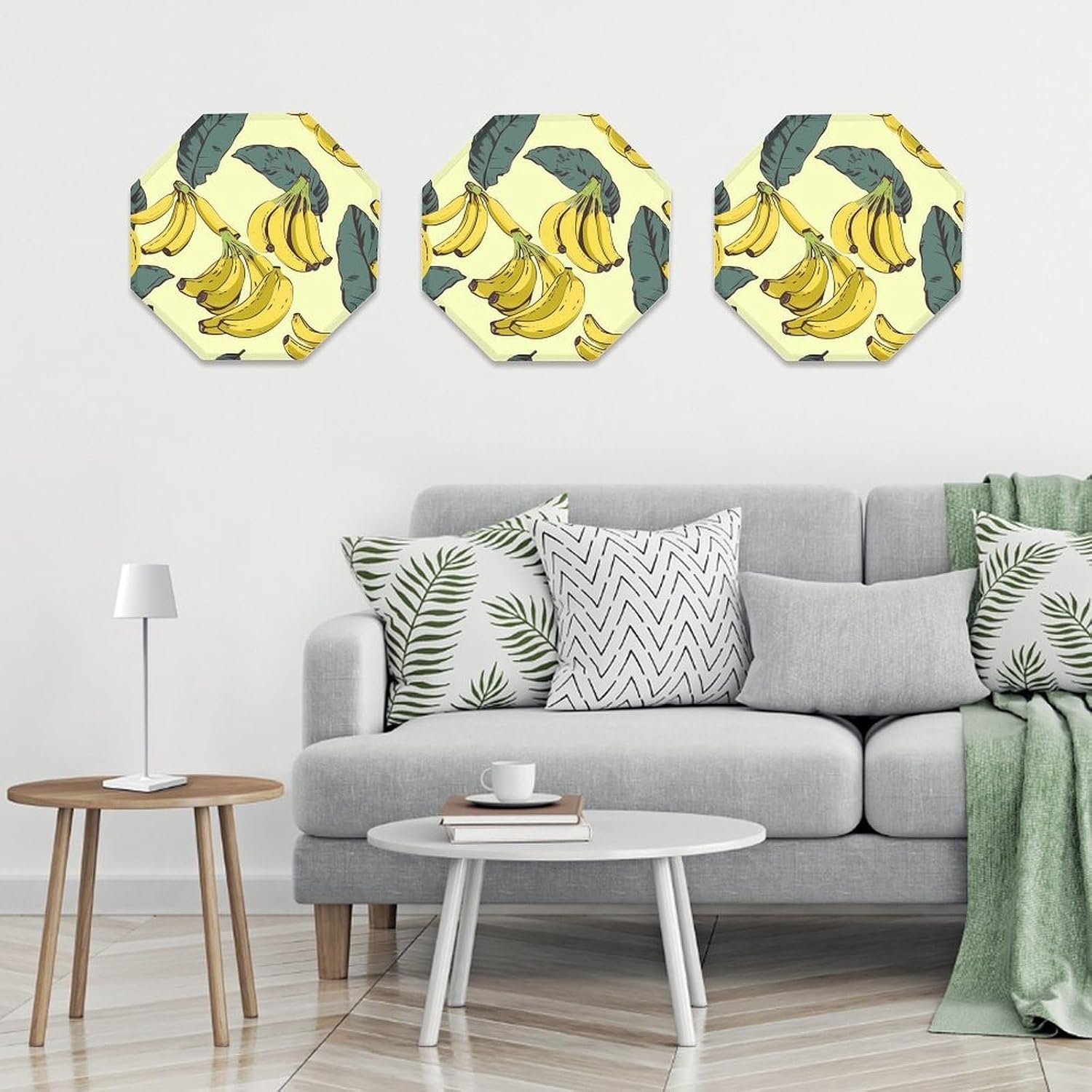 Ctagon Metal Sign for Home, Modern Display Plate for Kitchen, Banana Print Plates Accent Hanging Wall Decorations 3PCS for Living Room, Bedroom, Hallway, Hotel