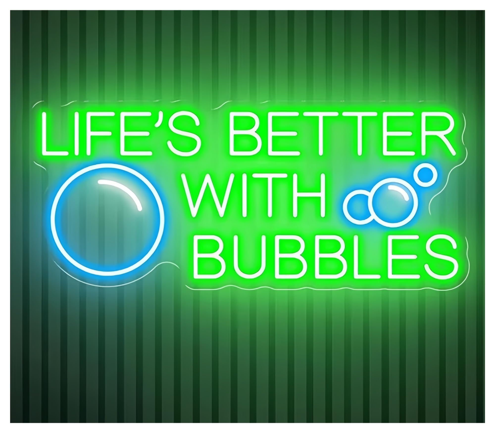 Shouxi D Sign Lamp Life Is Better With Bubbles Neon Sign Champagne Wall Ecor Bubbles Coffee Cafe Shop Ecoration 60X27cm(D)
