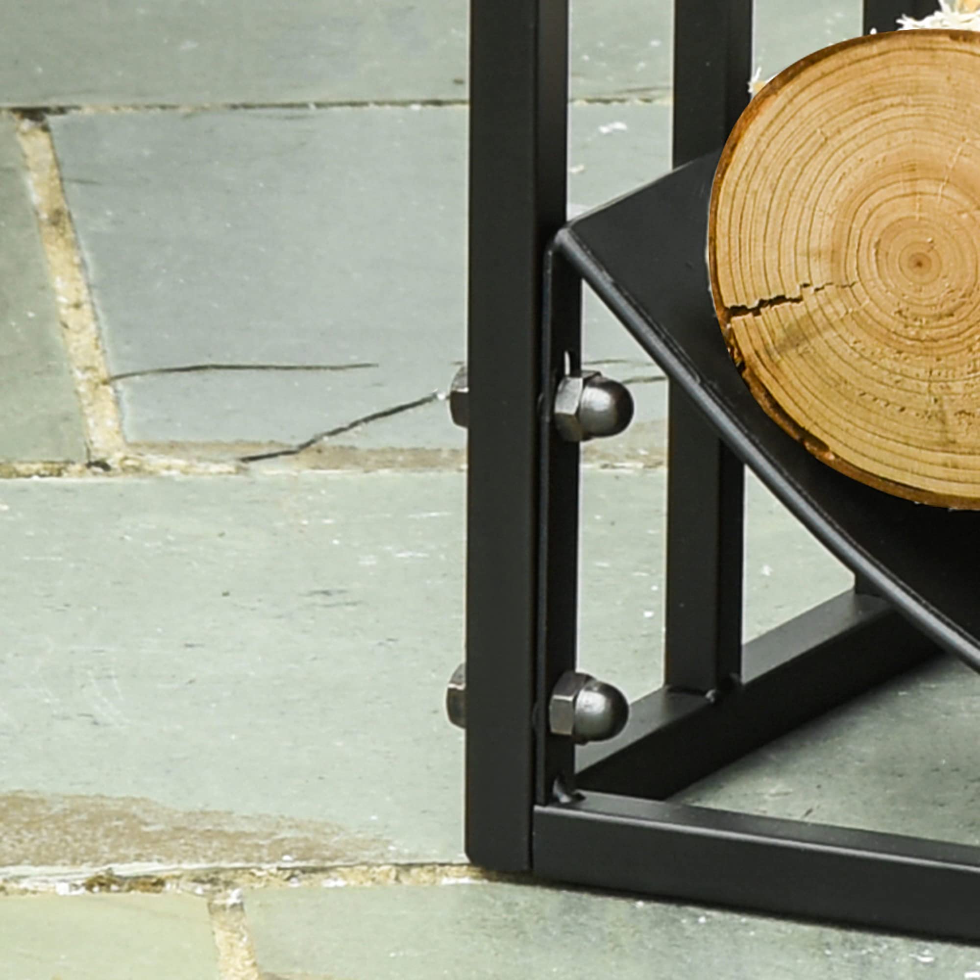 Outsunny Portalegna Metallico Interno Esterno 60kg Nero 60.5x36x46.5cm