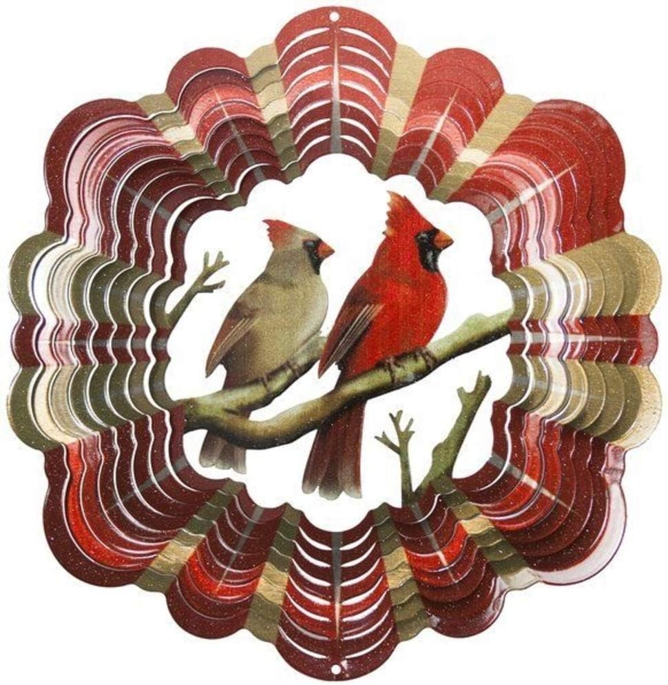 Beautiful Cardinal Wind Spinner-Vibrant Color Cardinals 12 Metal Wind Spinner Outdoor Metal Hanging Yard or Patio, Porch or Indoor Decoration