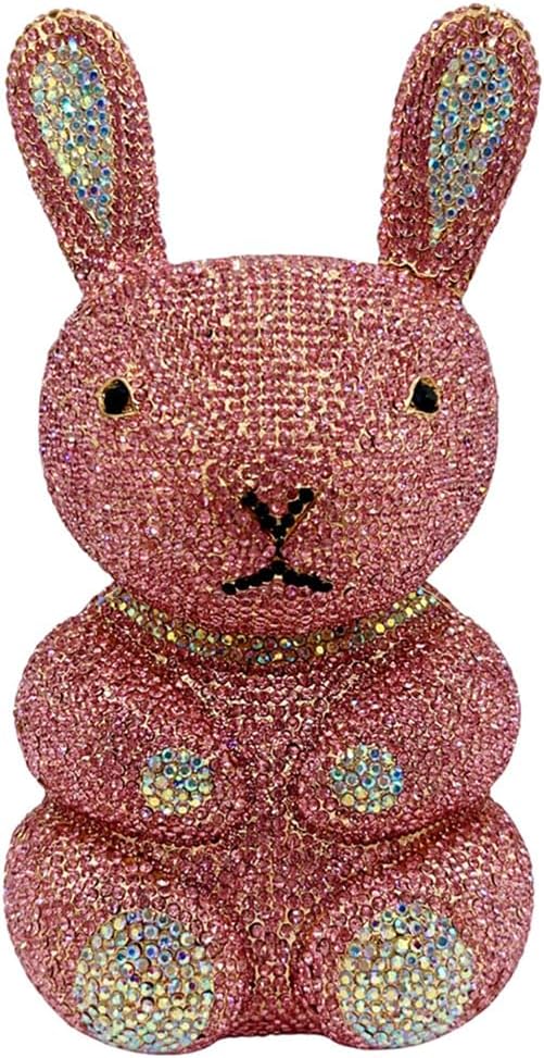 Women Cute Rabbit Shape Rhinestone Evening Bag Chic Animal Crystal Clutch Glitter Full Diamond Purse for Prom Party
