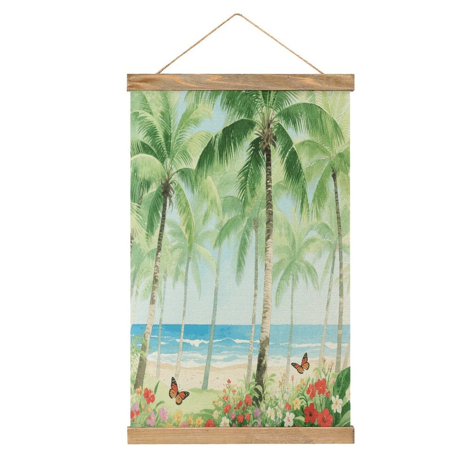 VstaDank Tropical Plants Poster with Wooden Frame Hanger Art Painting Wall Decor Poster Wall Hanging Wooden Frame 13x20 Wood Poster Hanger for Photo Picture Art Canvas Print Artwork