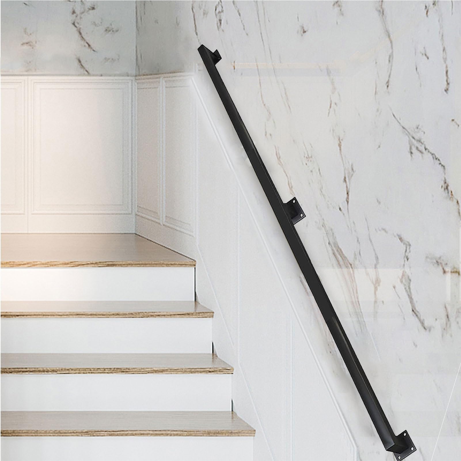 HLTYGWX Kit de Rampe d'escalier Murale Noire pour escaliers intérieurs extérieurs – 8 Pieds/2,4 m