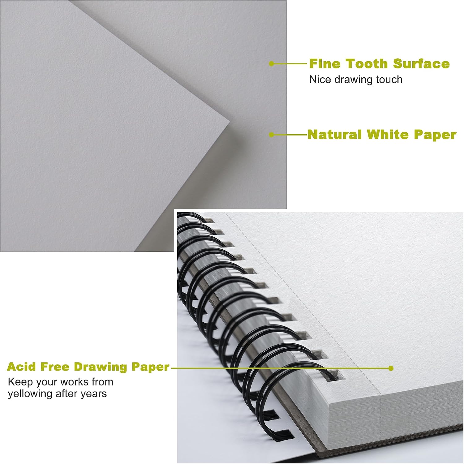 Artownlar 9x12 Premium Sketch Book, Spiral Bound Sketch Pad, 1 Pack 100 Sheets (68lb/100gsm) Sketchbook for Artist Sketching Drawing, Durable Acid Free Painting Art Paper for Kids, Adults.