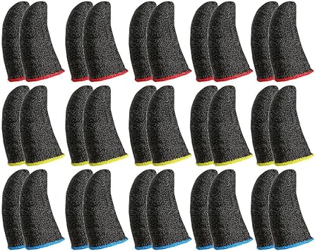 Gaming Finger Sleeves, Silver Fiber Finger Sleeves, 30 Pcs Anti-dislodging Touch Screen Breathable Anti-Sweat Finger Cot Fit Mobile Phone