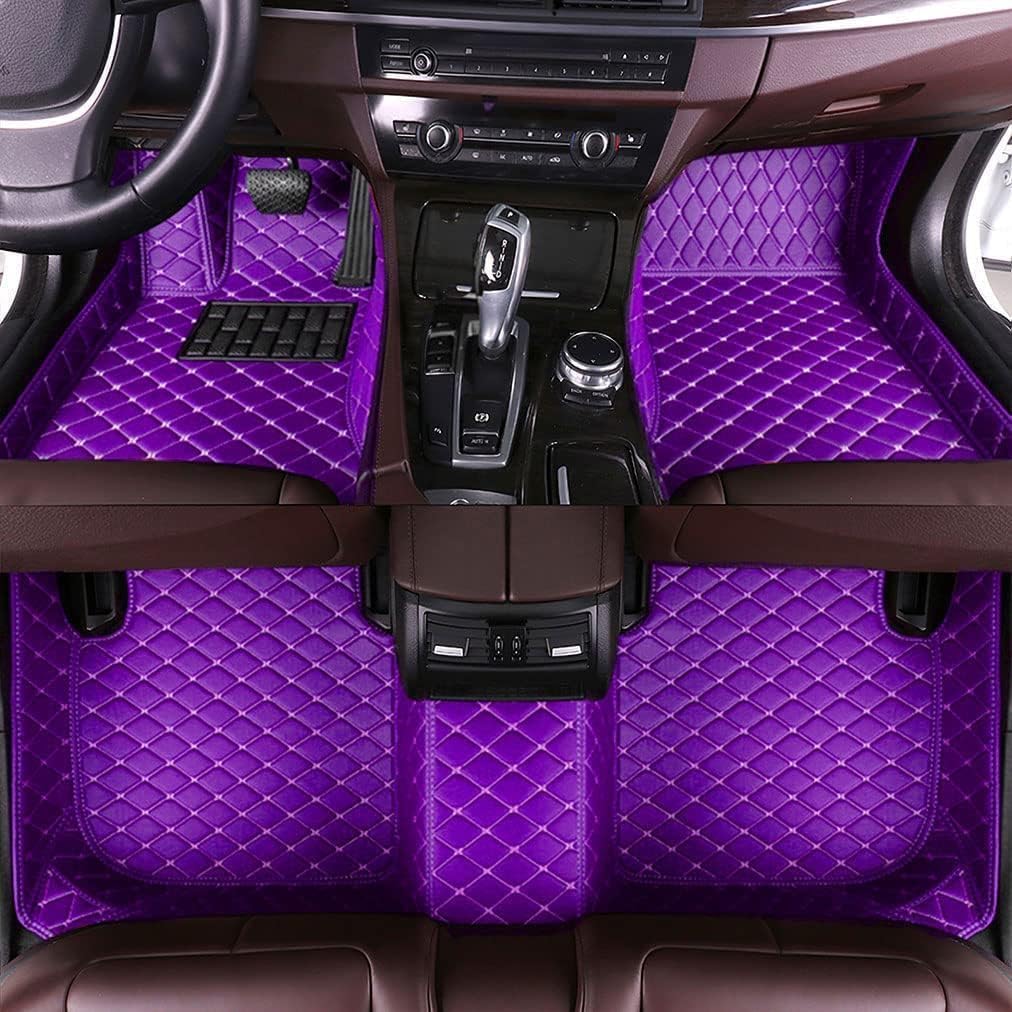 RebRe Personalized Customization 96% Artificial Leather Car Floor Mat Carpet Full Surrounding Waterproof and Dust Proof (Purple)