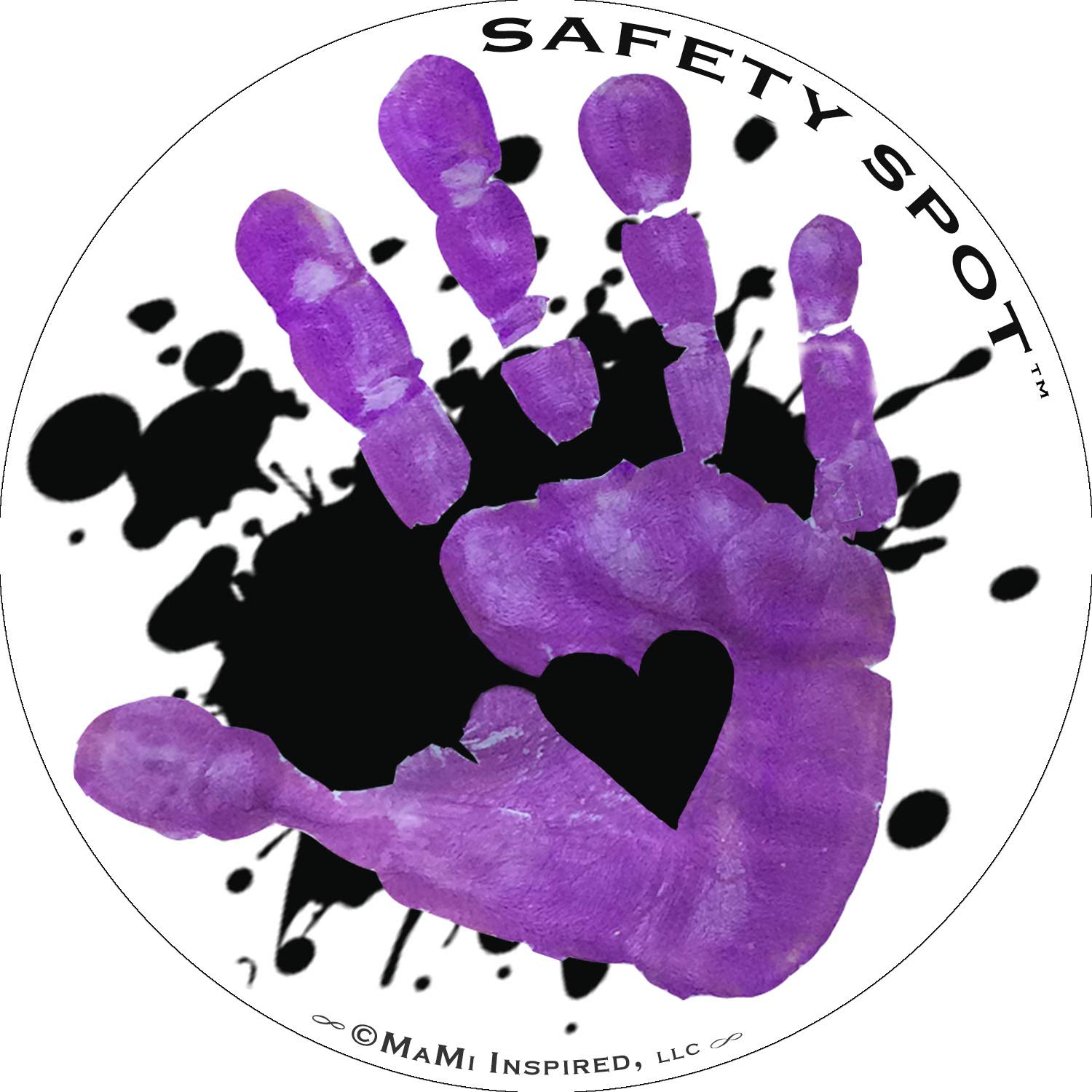 Magnet - Kids Handprint for Car Parking Lot Safety - White with Black Splat Background (Purple)