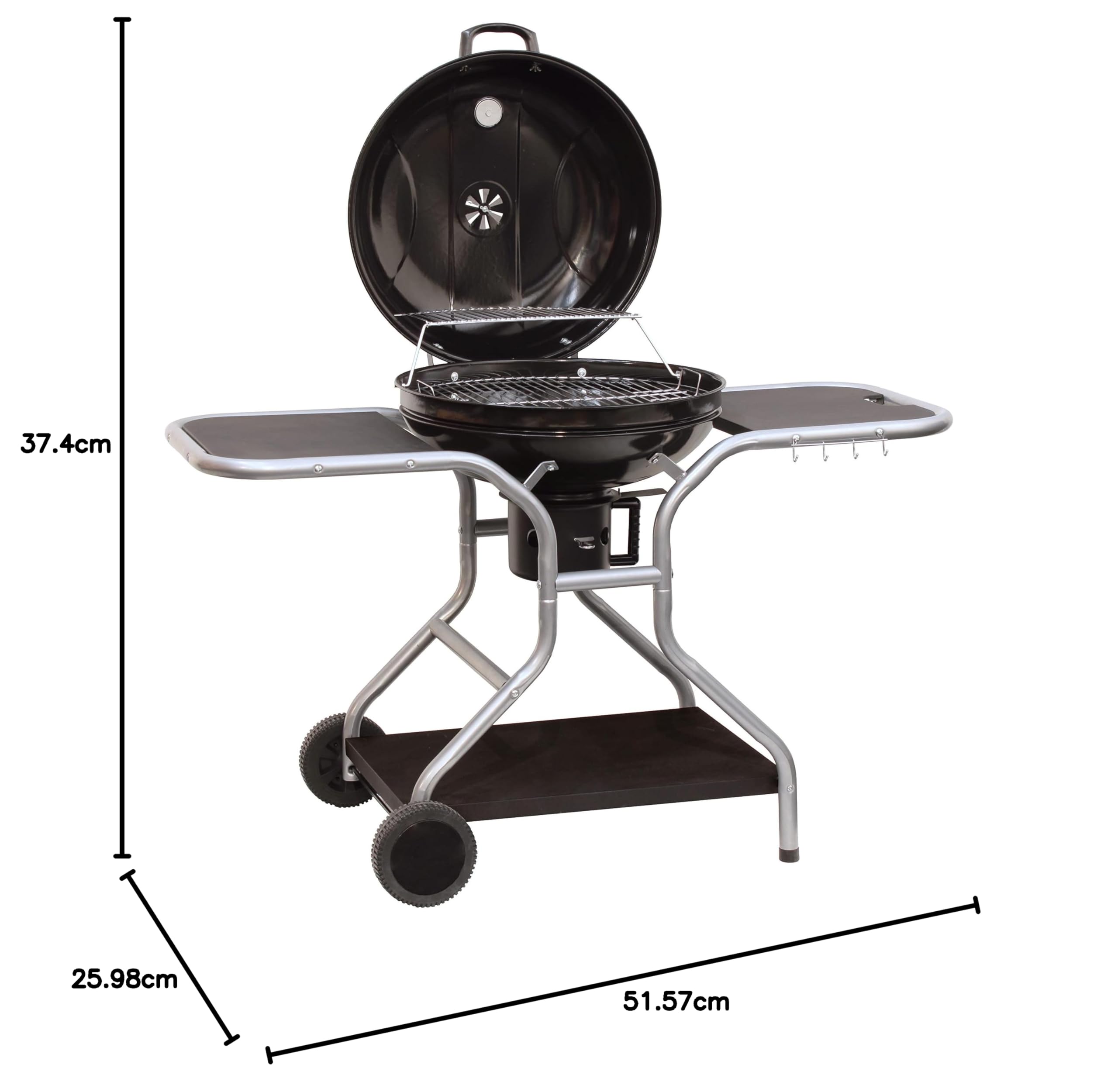 Totò Piccinni PABLO BBQ Barbecue Grill a carbonella Rotondo Doppia Griglia di Cottura con Ruote