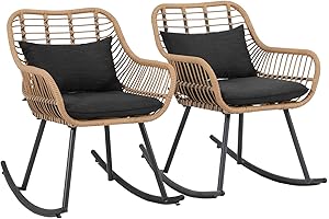 JOIVI Rattan Rocking Chairs 2Pc Outdoor Set