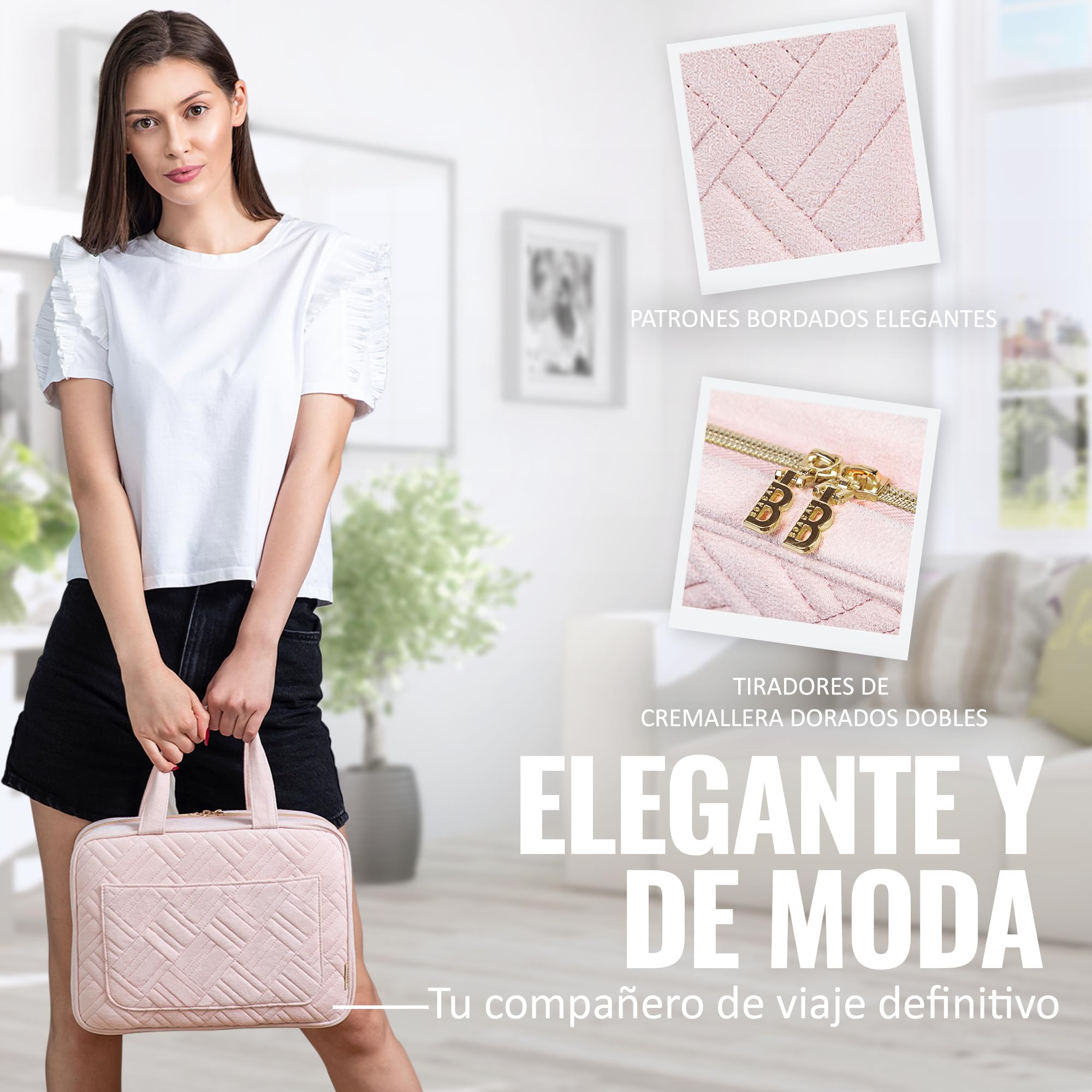 BOACAY Neceser Grande para Mujer y Niña, Bolsa de Aseo Colgante, Bolso Baño y Viaje, Organizador de Maquillaje, Kit para Cosméticos, Accesorios