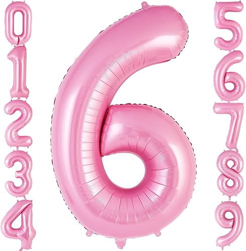 Miniatura 70 de Globo rosa del número 0 de 40 pulgadas, globos grandes de aluminio con número de helio, globos gigantes gigantes de Mylar número 0 para decoración