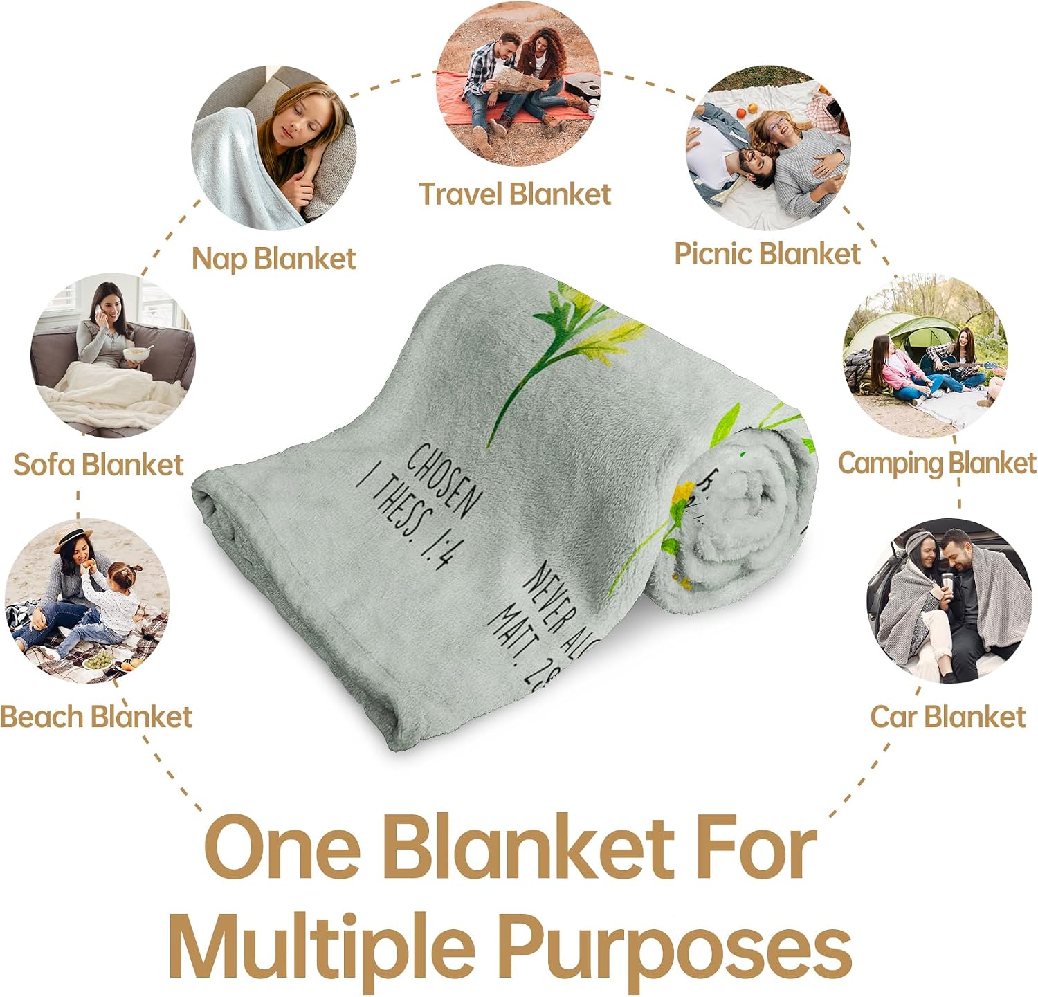 Christian Gifts for Women Birthday, Christian Blanket with Flowers