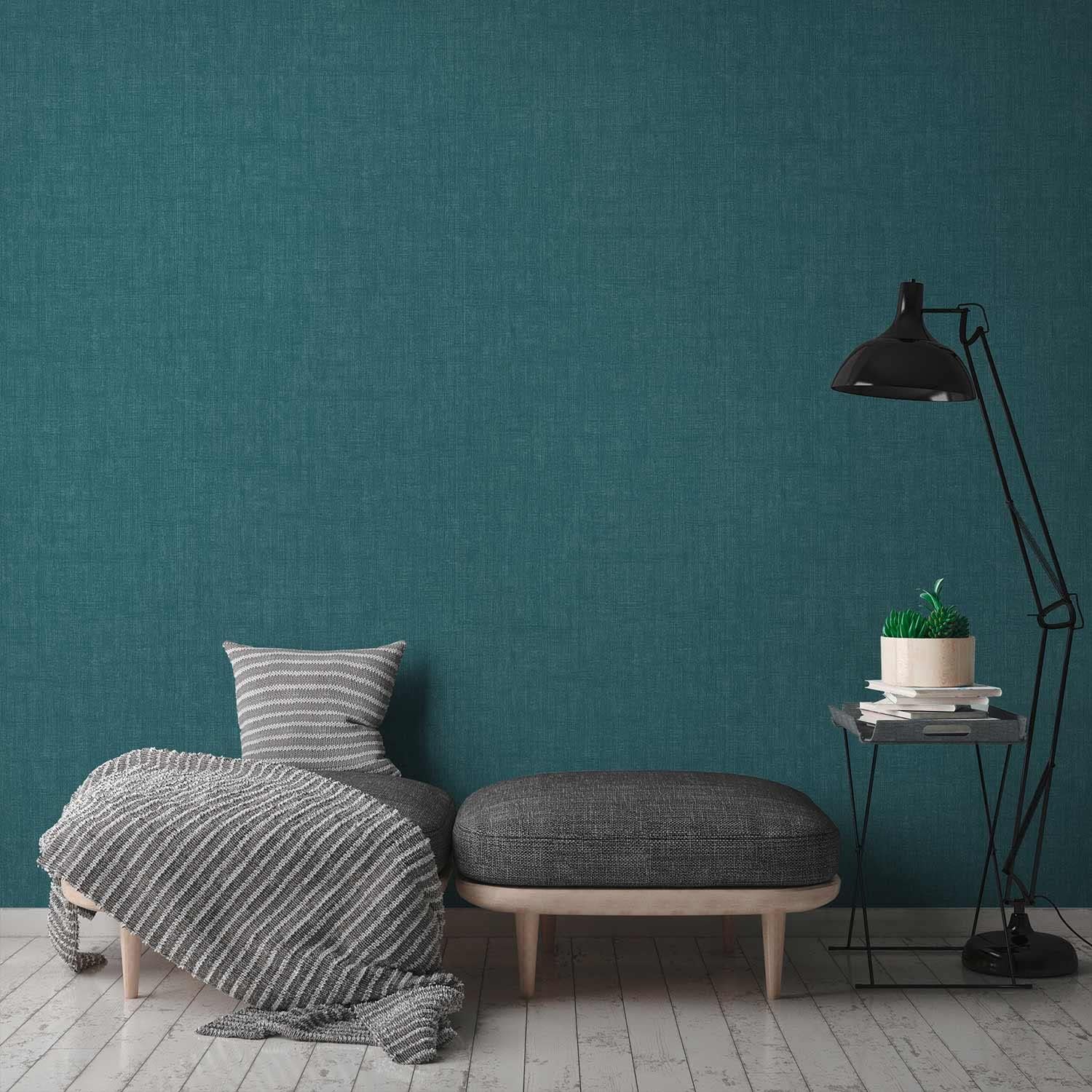 A.S. Création Non-Woven Wallpaper Modern Fabric Look Blue 385969 Wallpaper Living Timer Bedroom Matt 10.05 x 0.53 m Made in Germany