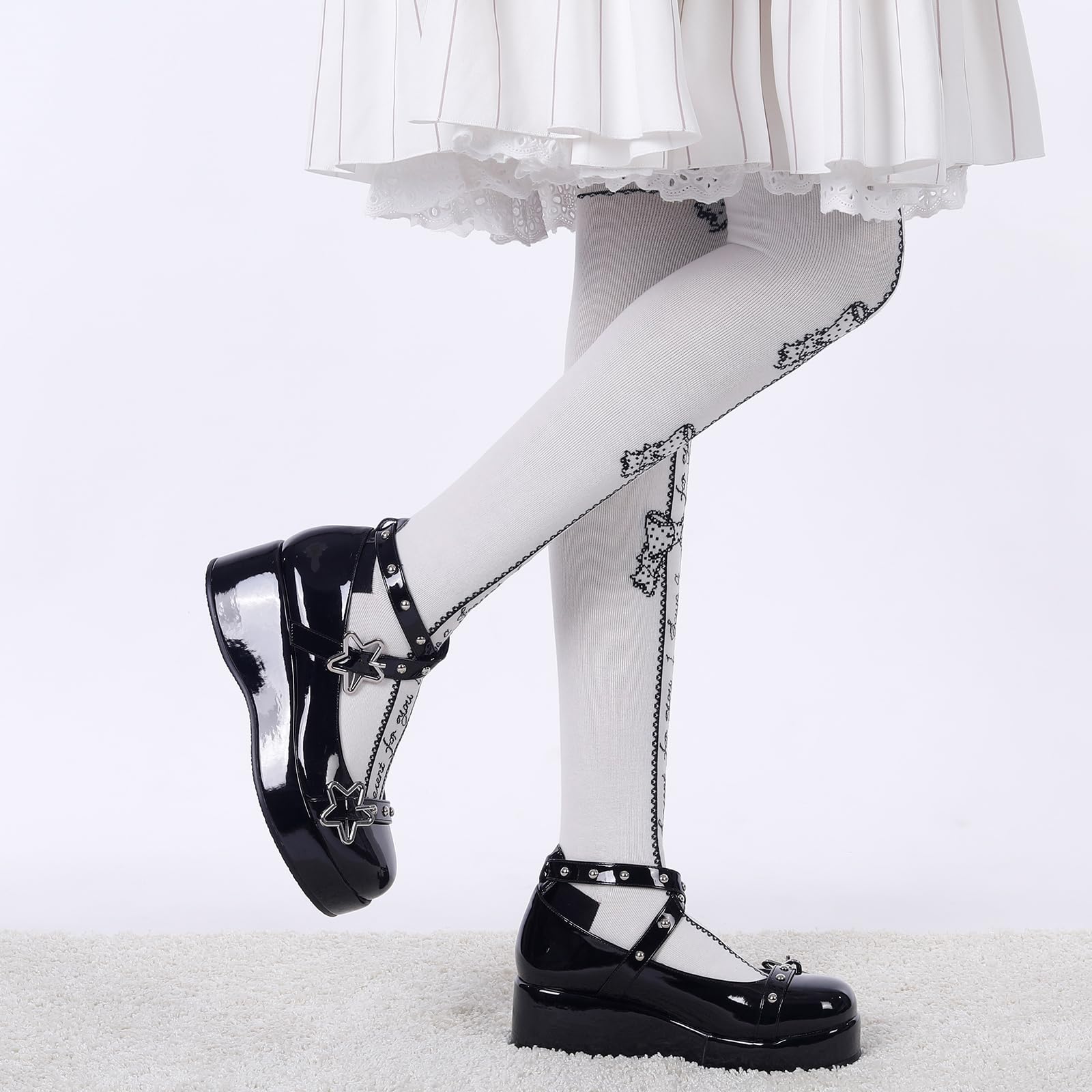 BYOMIGY Mary Jane Shoes Women Goth Platform Heels Chunky Heel Pumps with Ankle Strap Wedge Heels for Women: 6.5 E3-black 7p-4