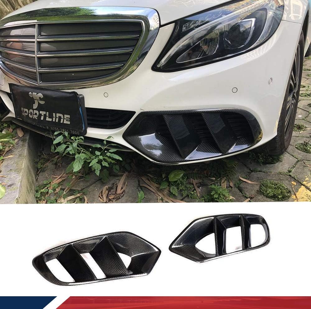 Fog Light Cover Trims Fits for Mercedes Benz C Class W205 C180 C200 C250 C300 C400 Base Sedan 2015-2019 Front Bumper Fog Light Air Vent Factory Outlet (Carbon Fiber)