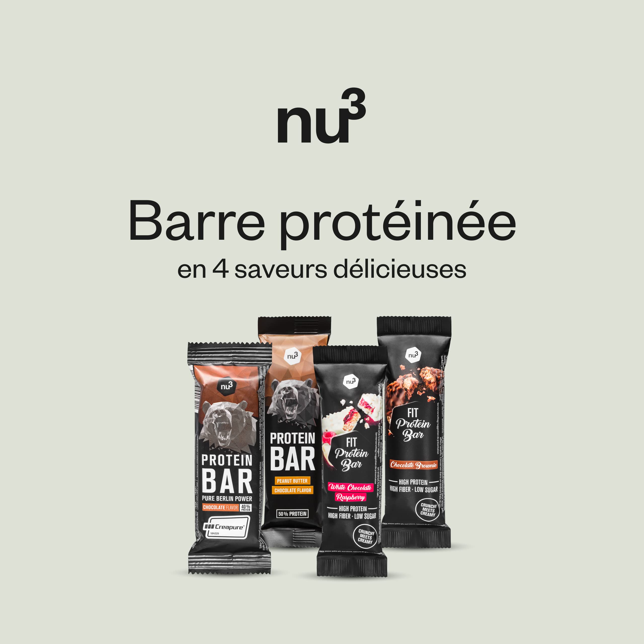 nu3 Fit Protein Bar Chocolat Blanc-Framboise 12 x 55g - barre riche en protéine avec 17,6g de protéines par barre - sans huile de palme ni aspartame - 2,5g de sucre par barre - protéines de lait