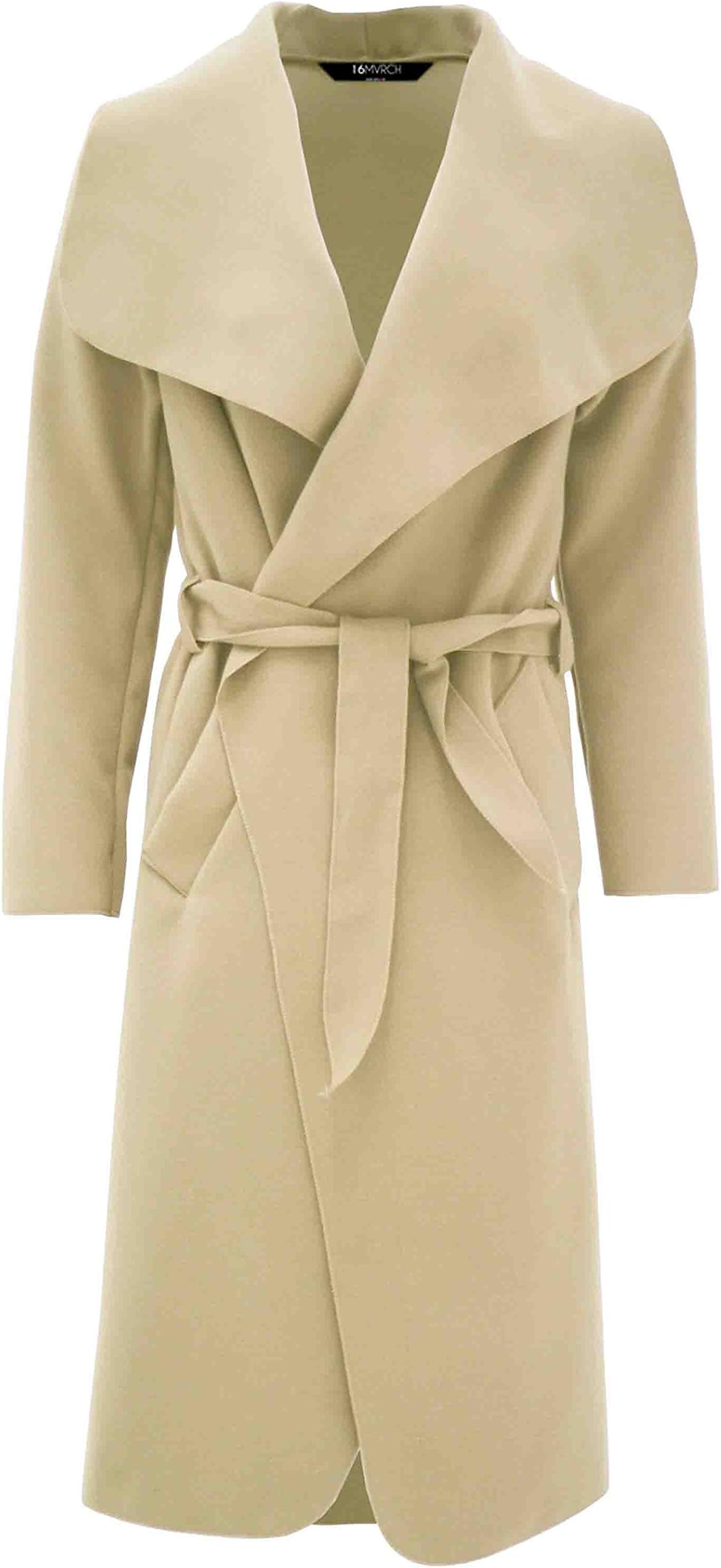 16MVRCH Womens Celebrity Inspired Waterfall Coat (Beige)