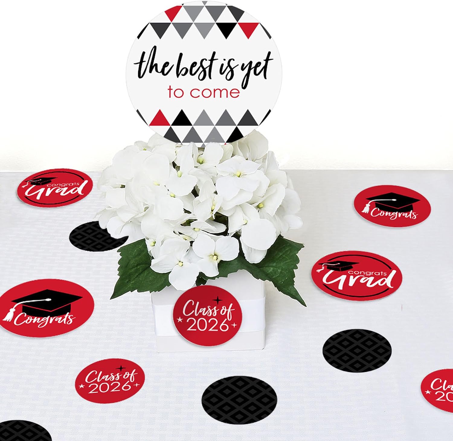 Big Dot of Happiness 2026 Red Graduation Party Giant Circle Confetti - Party Decorations - Large Confetti 27 Count