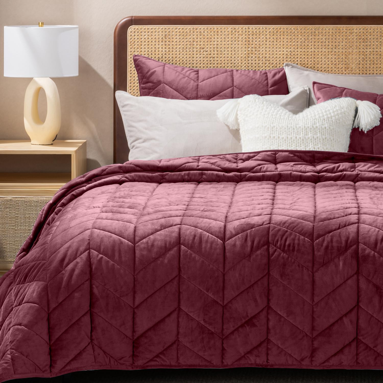 EVERGRACE 3 Pieces Quilt Set King, Luxurious Velvet Quilts