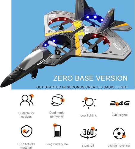 Miniatura 2 de CYCUFF Avión de control remoto avión de control remoto de 24 GHz 4 canales aviones a control remoto con luz LED avión a control remoto fácil de